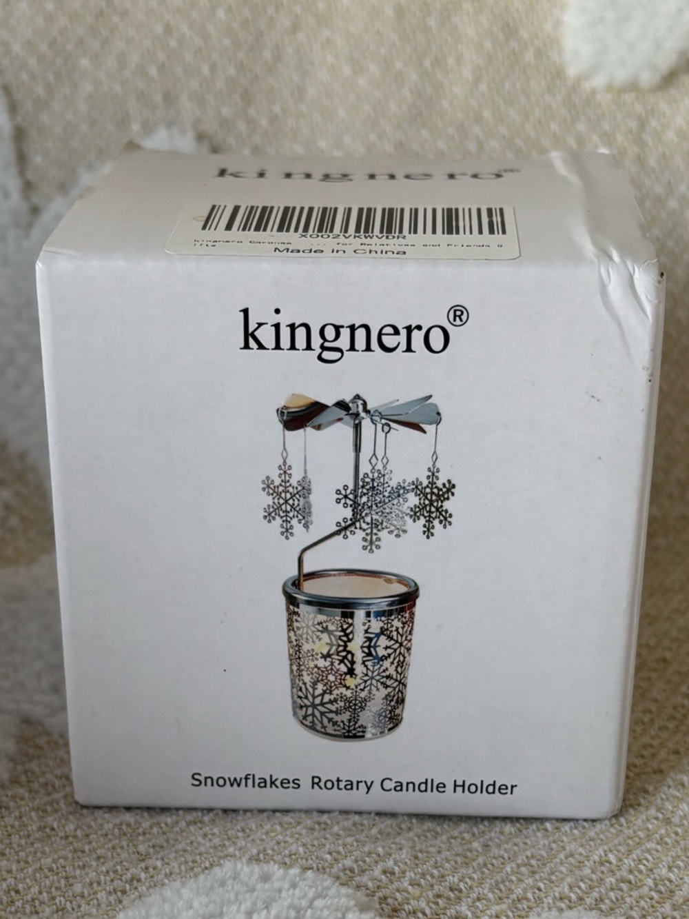 Kingnero Silver Snowflake Rotary Candle Holder